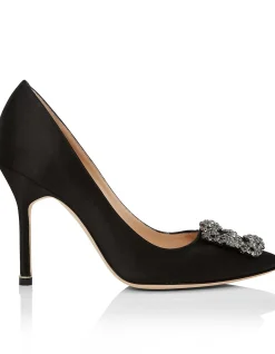 Hangisi Black Satin Jewel Buckle Pump 105