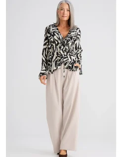 Harper Zebra Print Ruffle Tie Front Blouse