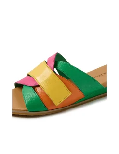 Harven Bright Multi Leather Slide Sandals