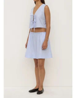 Havana Stripe Poplin Tie Front Top Blue/White Stripe