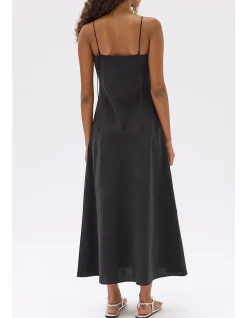 Heather Silk Blend Maxi Dress Black