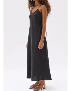 Heather Silk Blend Maxi Dress Black