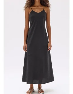Heather Silk Blend Maxi Dress Black