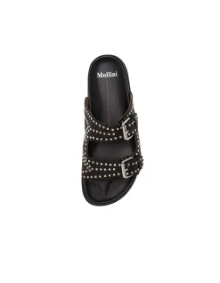 Heire Studded Double Buckle Leather Slides
