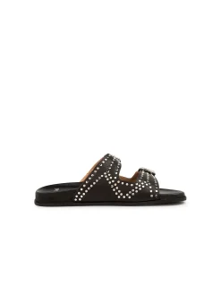 Heire Studded Double Buckle Leather Slides