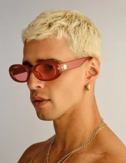 HEY YA! + RED OVAL CRIMSON TINT SUNGLASSES