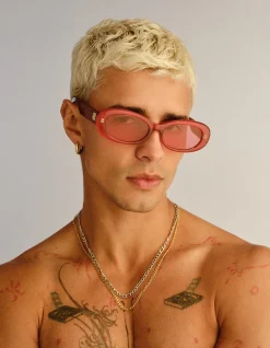 HEY YA! + RED OVAL CRIMSON TINT SUNGLASSES