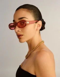 HEY YA! + RED OVAL CRIMSON TINT SUNGLASSES