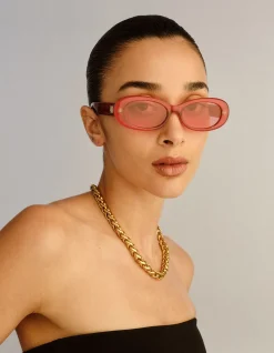HEY YA! + RED OVAL CRIMSON TINT SUNGLASSES