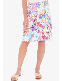 Hibiscus Haze Stretch Floral Knee Skirt