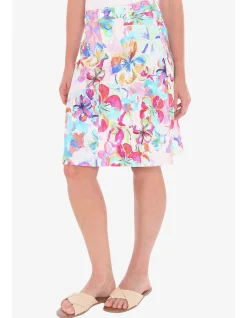 Hibiscus Haze Stretch Floral Knee Skirt