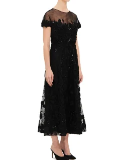 HIGH NECK SS MIDI DRESS