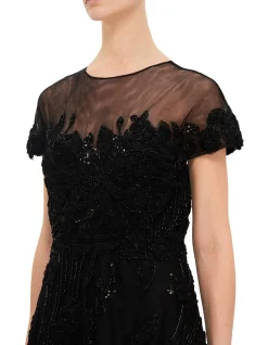 HIGH NECK SS MIDI DRESS