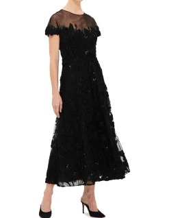 HIGH NECK SS MIDI DRESS