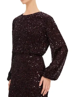 HIGH NECK BISHOP SLEEVE BLOUSON GOWN