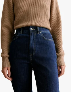 High Rise Dark Indigo Straight Leg Jean