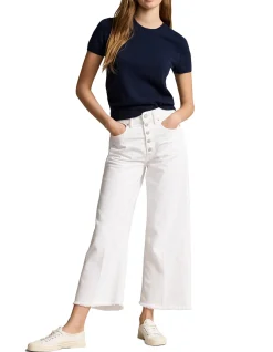 High Rise Wide Leg Crop Frayed Hem Jeans