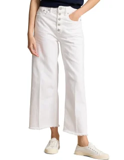 High Rise Wide Leg Crop Frayed Hem Jeans