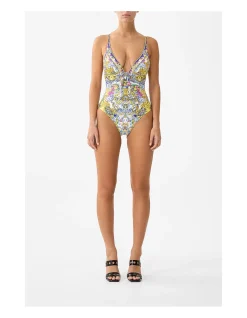 HIGH TRI ONE PIECE W EYELET TIE FRONT TRIM