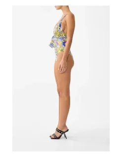 HIGH TRI ONE PIECE W EYELET TIE FRONT TRIM