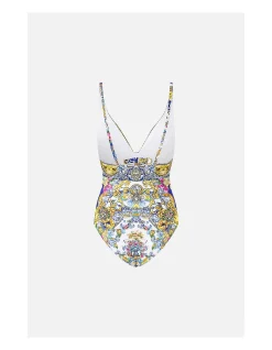 HIGH TRI ONE PIECE W EYELET TIE FRONT TRIM