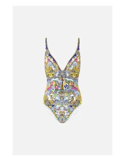 HIGH TRI ONE PIECE W EYELET TIE FRONT TRIM