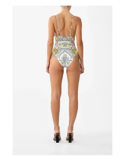 HIGH TRI ONE PIECE W EYELET TIE FRONT TRIM