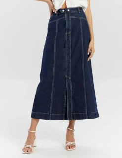 High Waist Ankle Denim Skirt