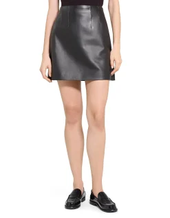 High-Waist Mini Skirt in Leather