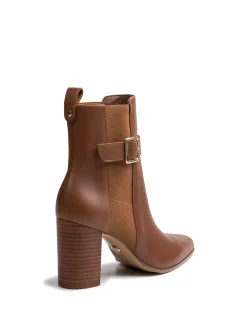 Holli Dark Cognac Leather Ankle Boot