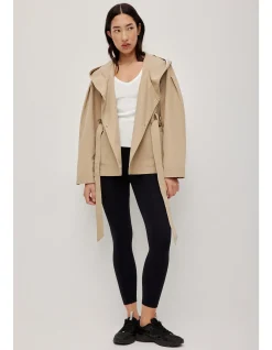 Hooded Crop Relaxed Belted Trench Coat