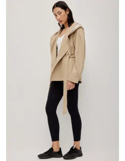 Hooded Crop Relaxed Belted Trench Coat