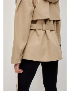 Hooded Crop Relaxed Belted Trench Coat
