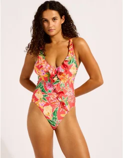 Hothouse Flowers Frill Front One Piece Swimsuit