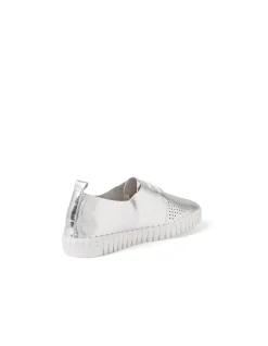 Husto Perforated Silver Leather Sneakers
