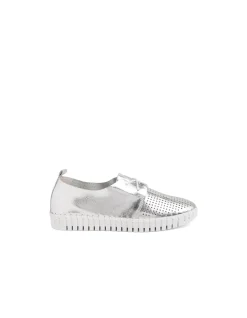 Husto Perforated Silver Leather Sneakers