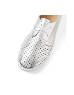 Husto Perforated Silver Leather Sneakers