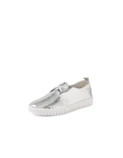 Husto Perforated Silver Leather Sneakers
