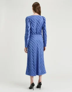 HYDRANGEA STRIP SATIN BIAS BLOUSE