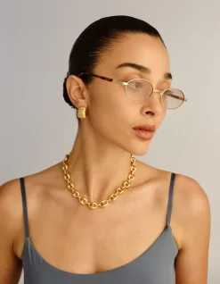 ICICLE GOLD OVAL BROWN GRAD SUNGLASSES