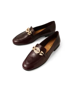 Ilkie Gold Chain Polish Leather Loafers