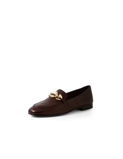 Ilkie Gold Chain Polish Leather Loafers