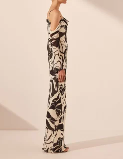 Imane Asymmetrical Long Sleeve Maxi Dress