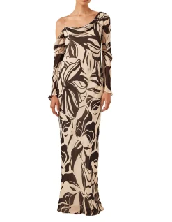 Imane Asymmetrical Long Sleeve Maxi Dress