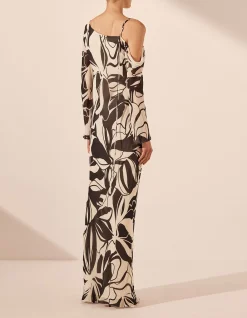 Imane Asymmetrical Long Sleeve Maxi Dress