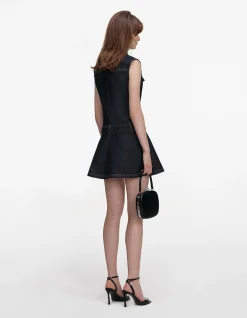 INDIGO DENIM FLARED MINI DRESS