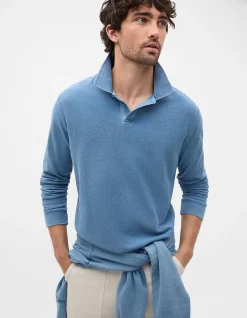 INDIGO LONG SLEEVE PIQUE POLO
