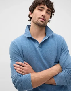 INDIGO LONG SLEEVE PIQUE POLO