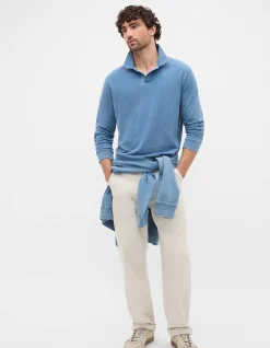 INDIGO LONG SLEEVE PIQUE POLO