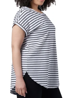 INDIGO TONIC - LAUREN LONGLINE STRIPE TEE